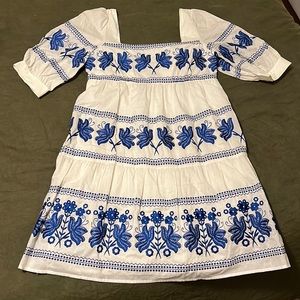 Embroidered Mini Babydoll Dress